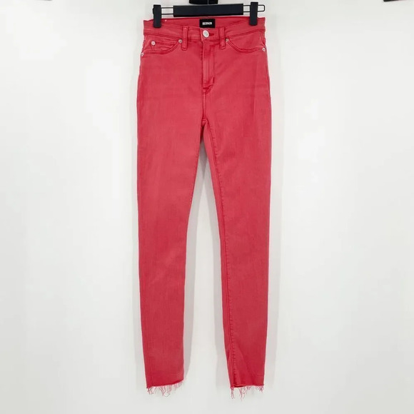 Hudson Jeans Denim - Hudson Skinny Jeans Women's Size 24 Red Mid Rise Raw Hem Casual